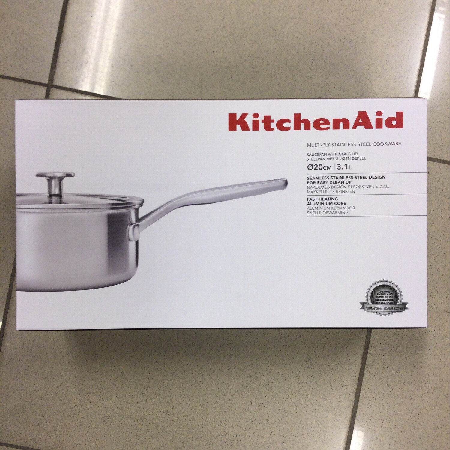 KITCHENAID Multi-ply Stainless Steel Saucepan With Glass Lid 20cm 3,1L