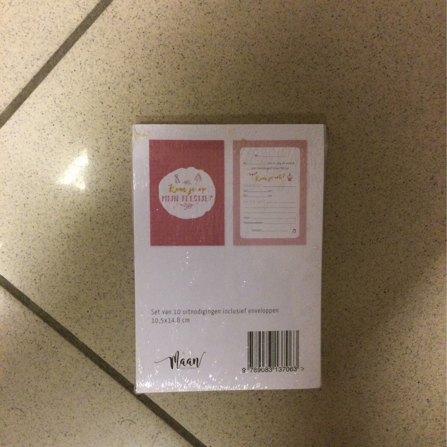 Maan Amsterdam Set Van 10 Uitnodigen Inclusief Enveloppen 10,5x14,8cm Roze