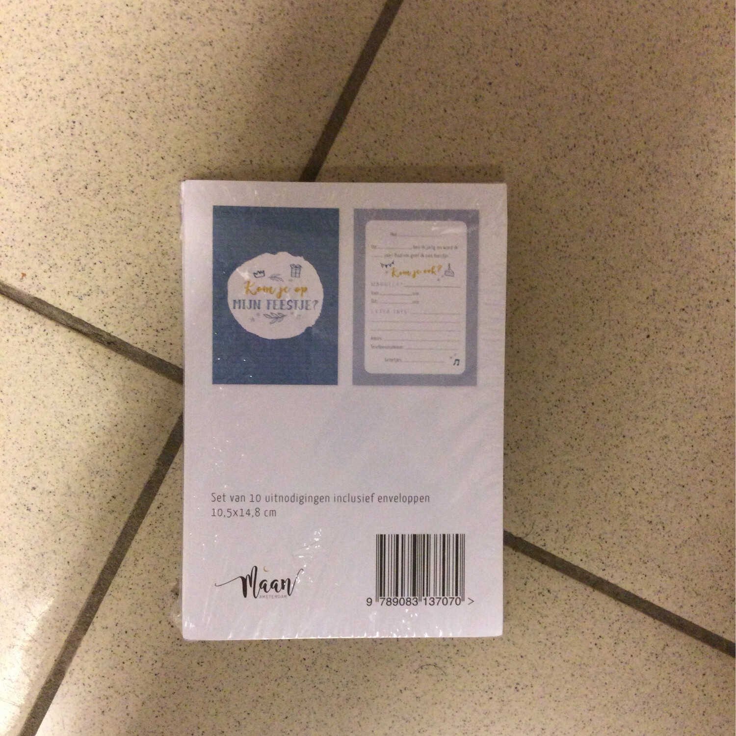 Maan Amsterdam Set Van 10 Uitnodigen Inclusief Enveloppen 10,5x14,8cm Blauw