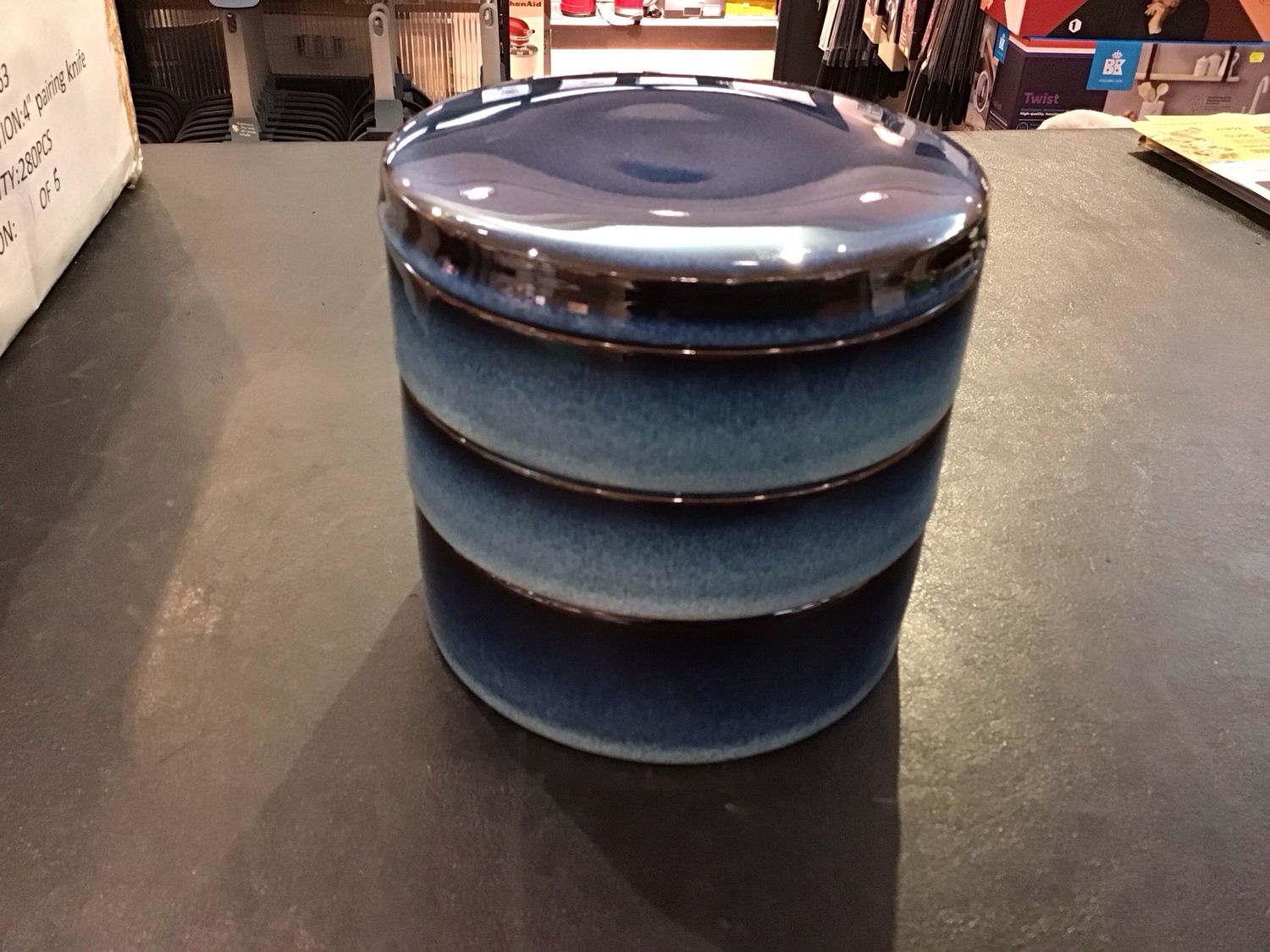 Serax 3pc stackable bowl set dark blue glazed Pascale Naessens