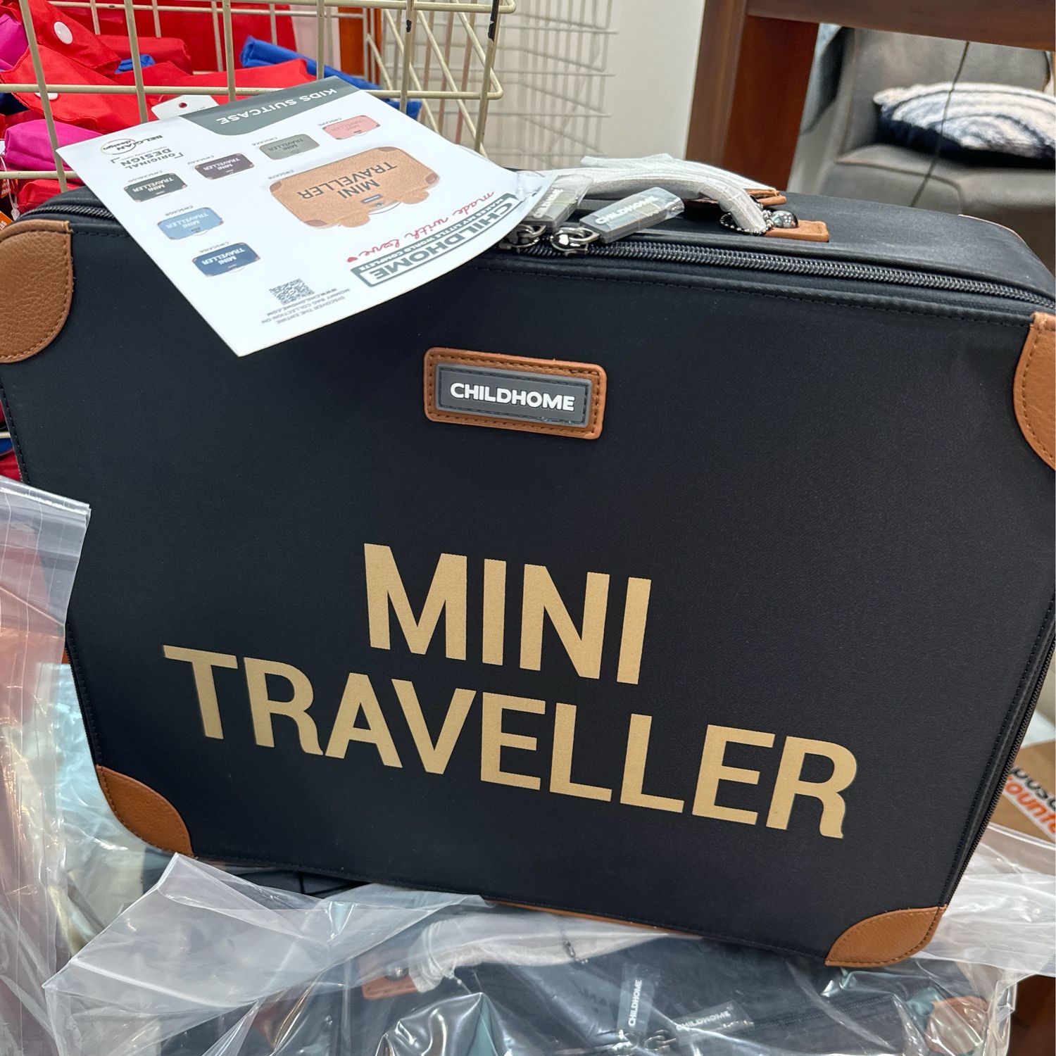 Childhome Mini Traveller Kids Suitcase Black &amp; Gold
