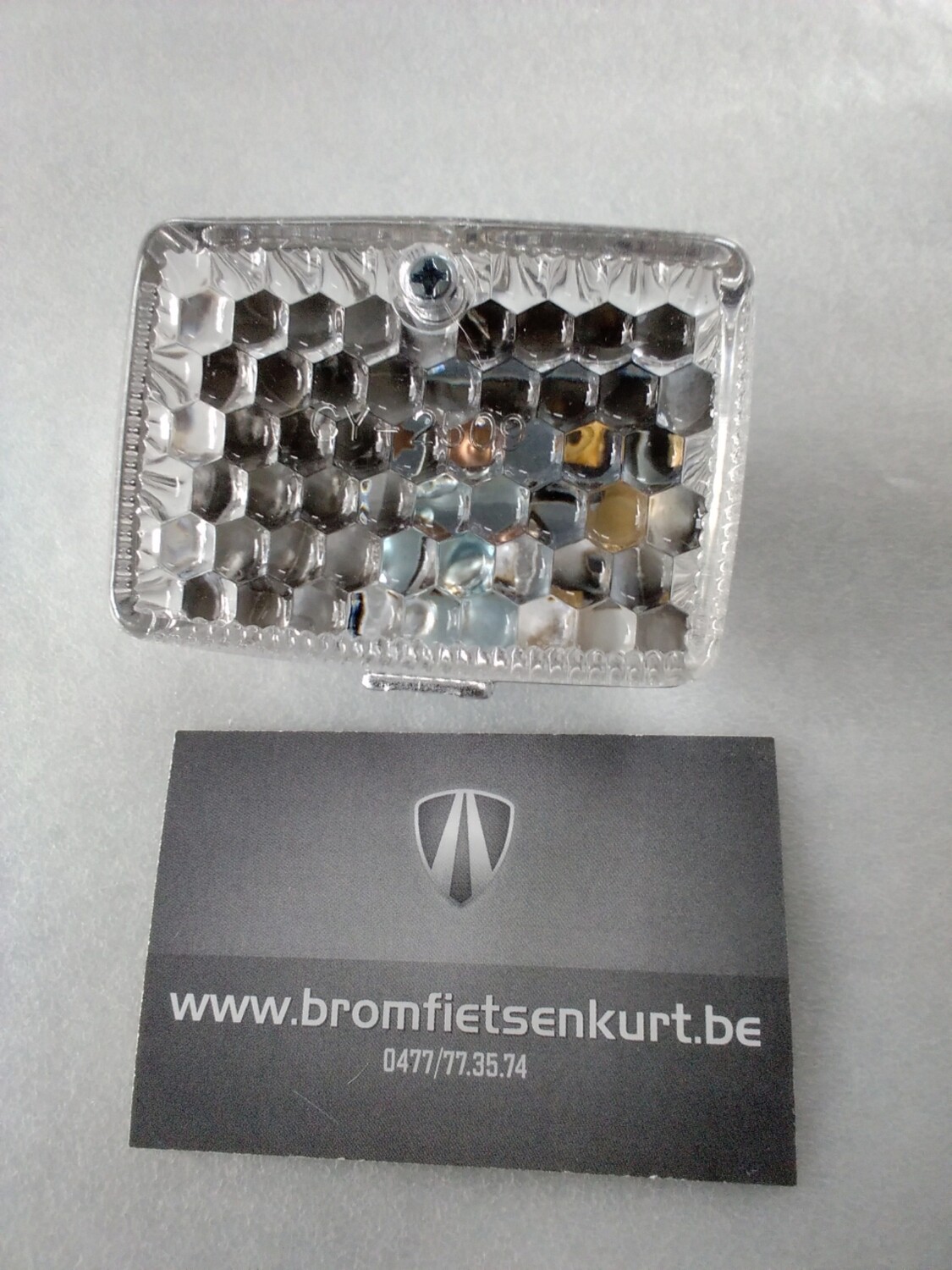 Achterlichtje klein chrome /wit