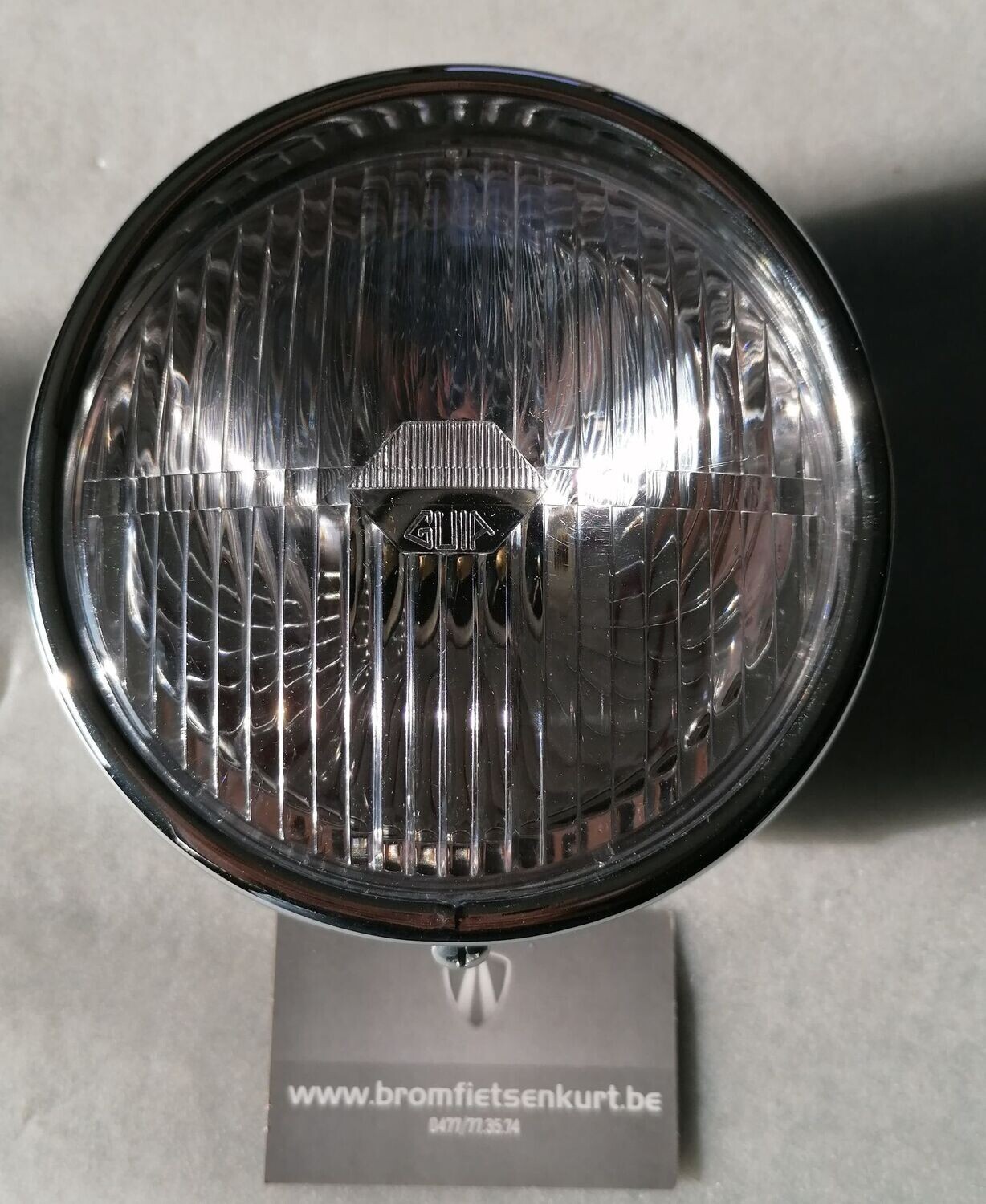Koplamp rond zwart/chrome met schakelaar