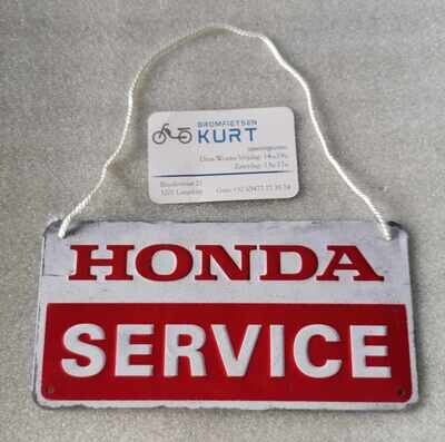 Metalen bordje + koordje Honda service 20cmx10cm