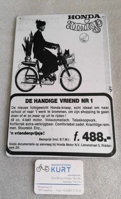 Bordje aluminium (28cmL x 15cmBr) Honda Amigo