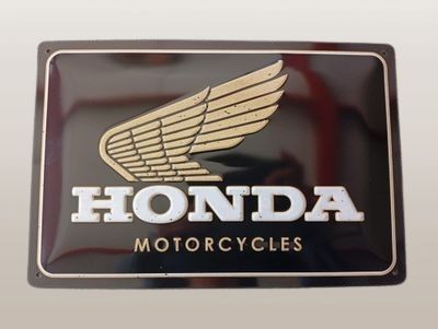 Metalen zwart bordje Honda 29cmx19cm
