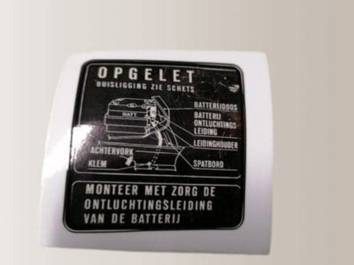 Sticker accu bak