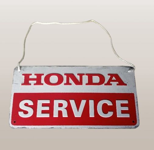 Metalen bordje + koordje Honda service 20cmx10cm