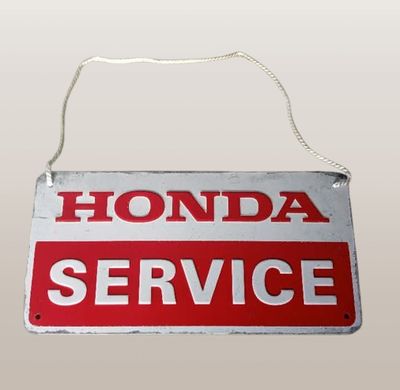 Metalen bordje + koordje Honda service 20cmx10cm