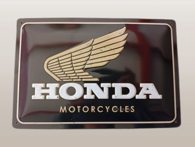 Metalen zwart bordje Honda 29cmx19cm