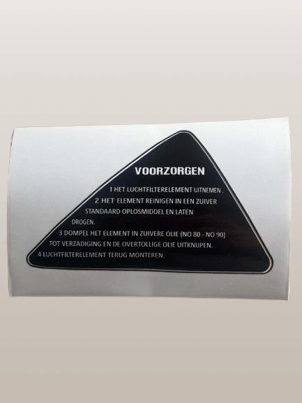 Sticker luchtfilterkast