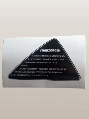 Sticker luchtfilterkast