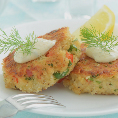 Crab Cakes and Carrot Butter Sauce