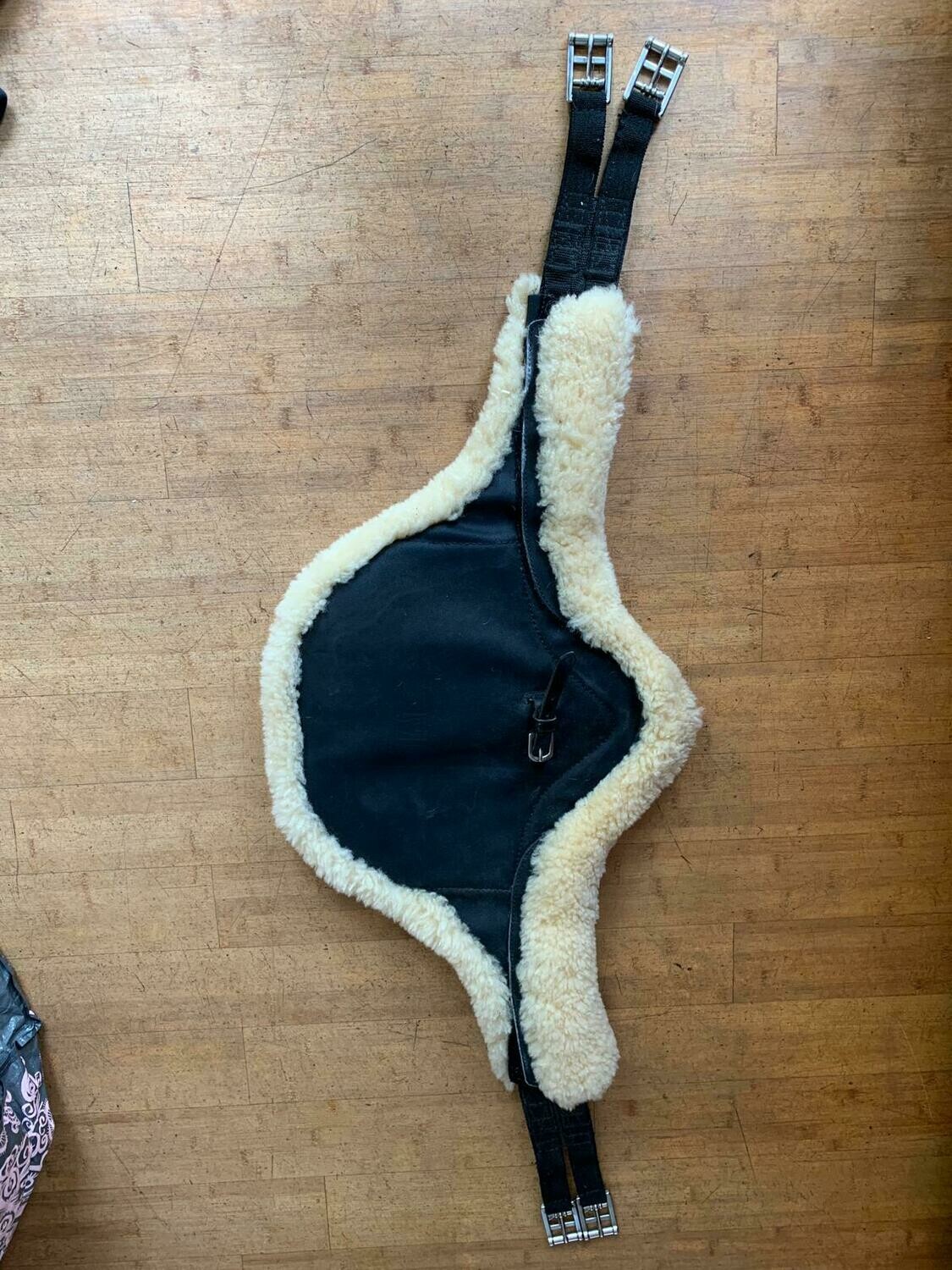 Mattes springsingel met bont zwart 120 cm