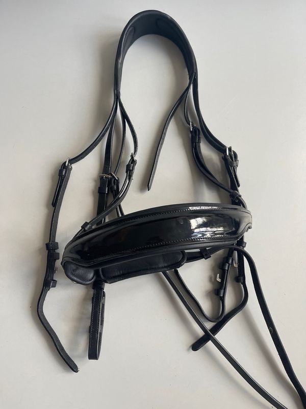 Bridle2fit stang en trens hoofdstel lak neusriem zwart full