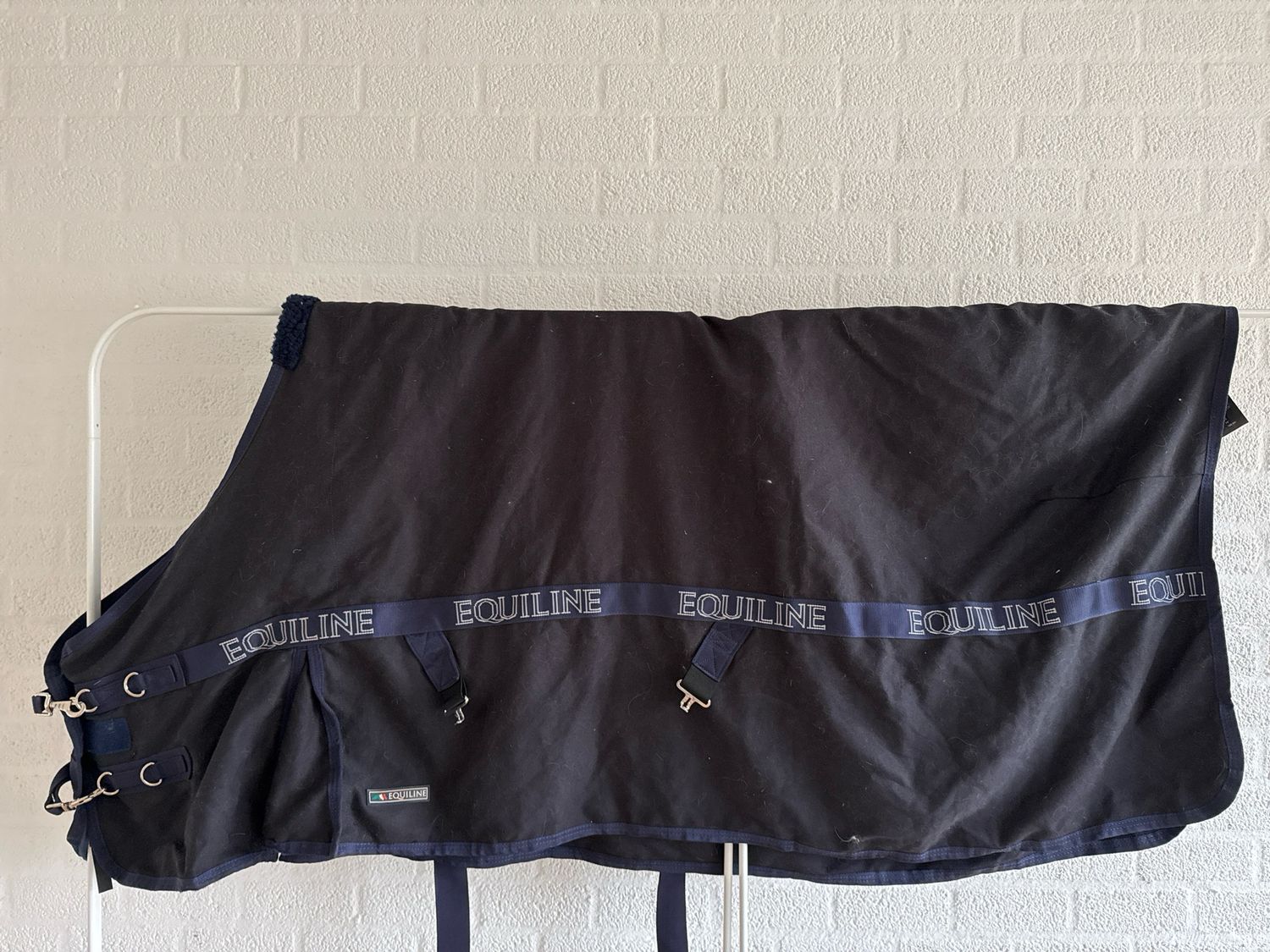 Equiline katoenen deken blauw medium 185