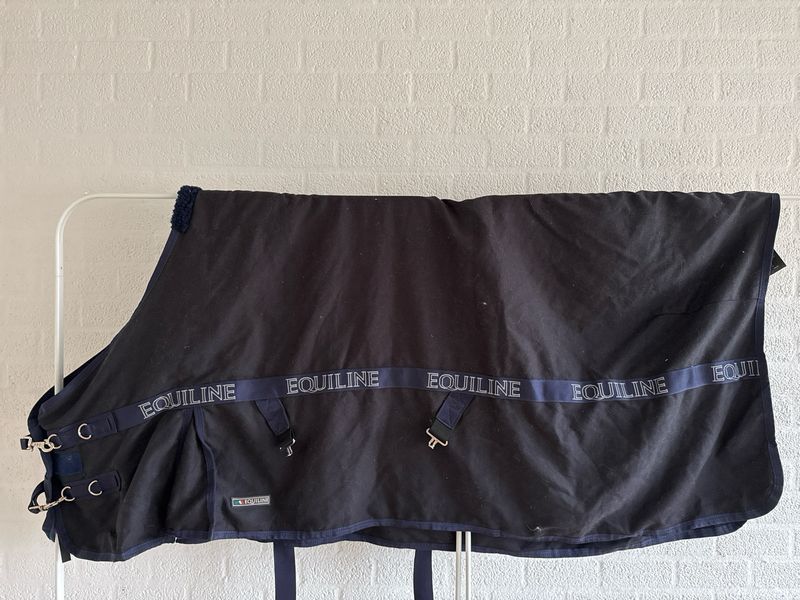 Equiline katoenen deken blauw medium 185 Equiline katoenen deken blauw medium 185
