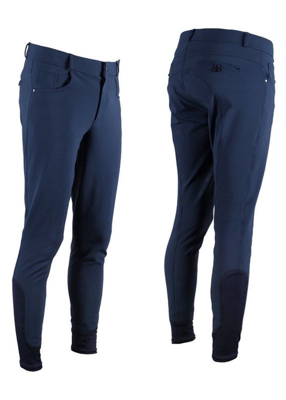 QHP boaz rijbroek knie grip blauw 152 QHP boaz rijbroek knie grip blauw 152