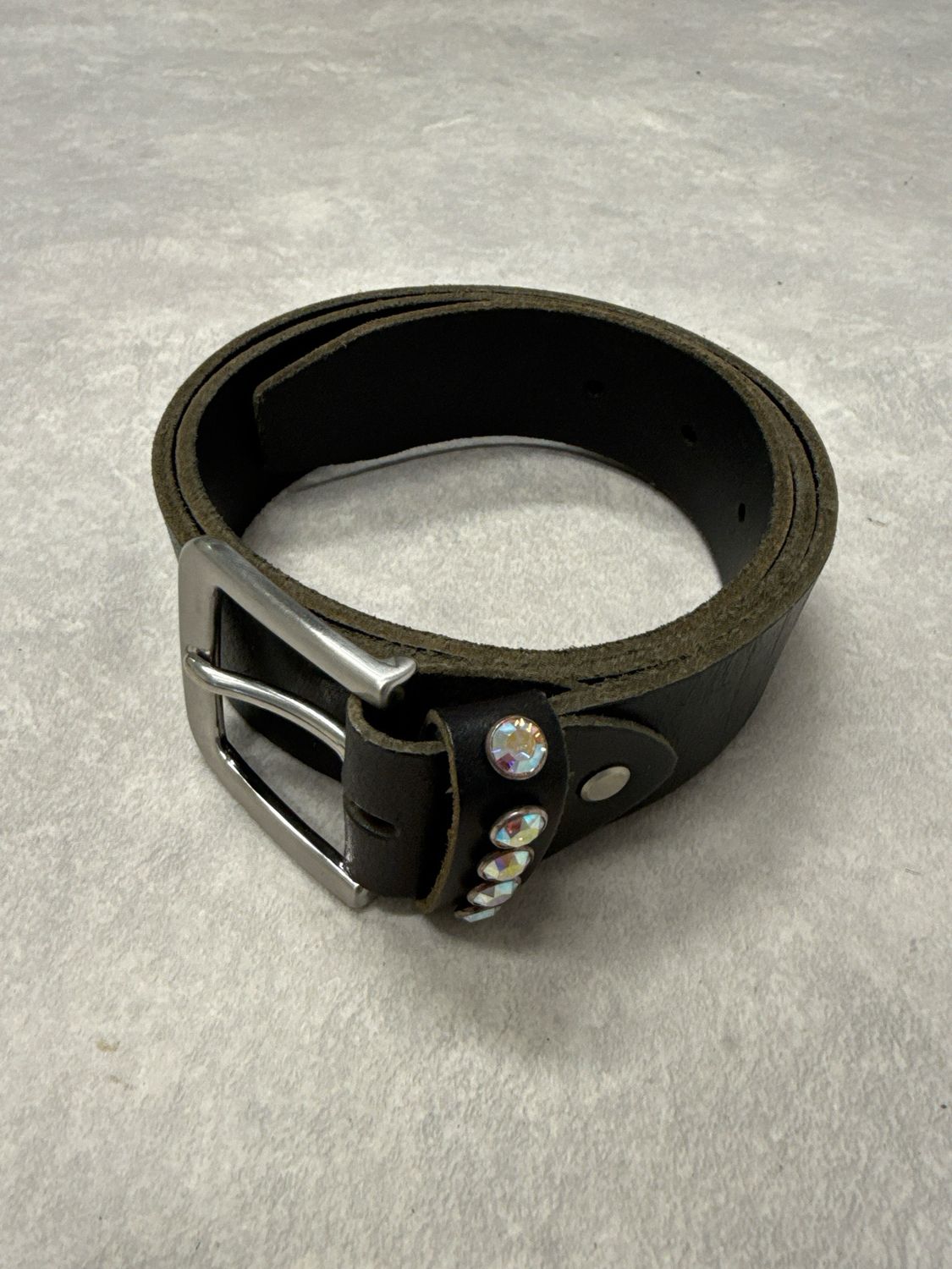 Leren riem met crystals 95