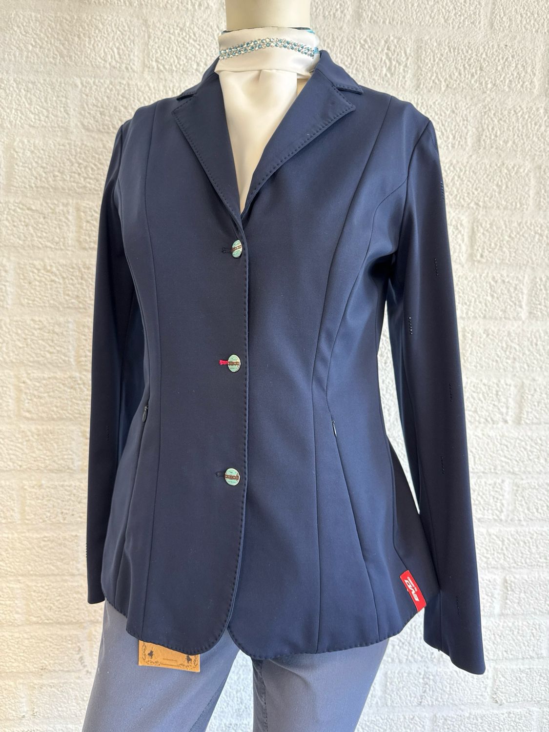 Animo jasje blauw inclusief geblingt plastron 36