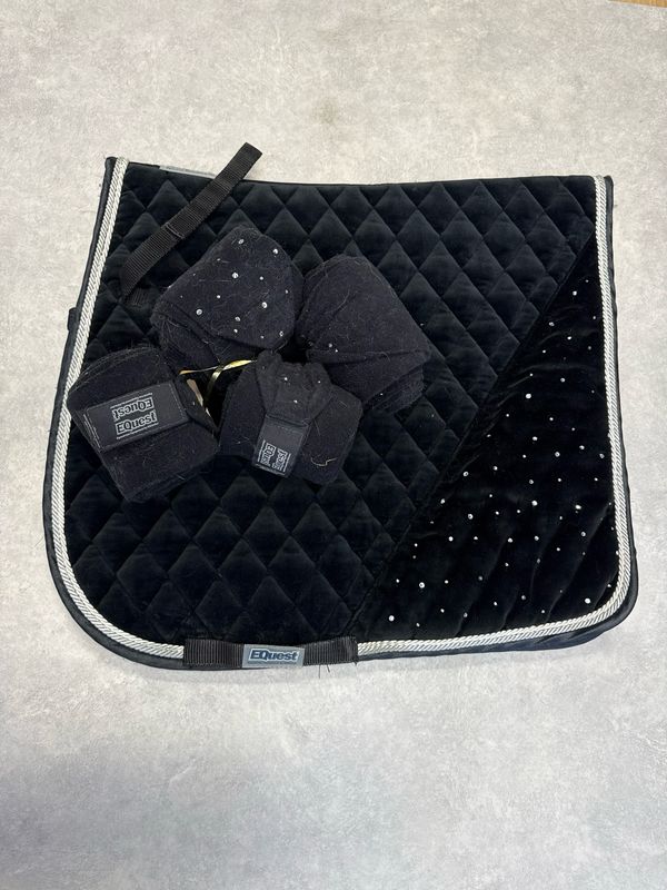 Equest set dekje en bandages zwart glitter full