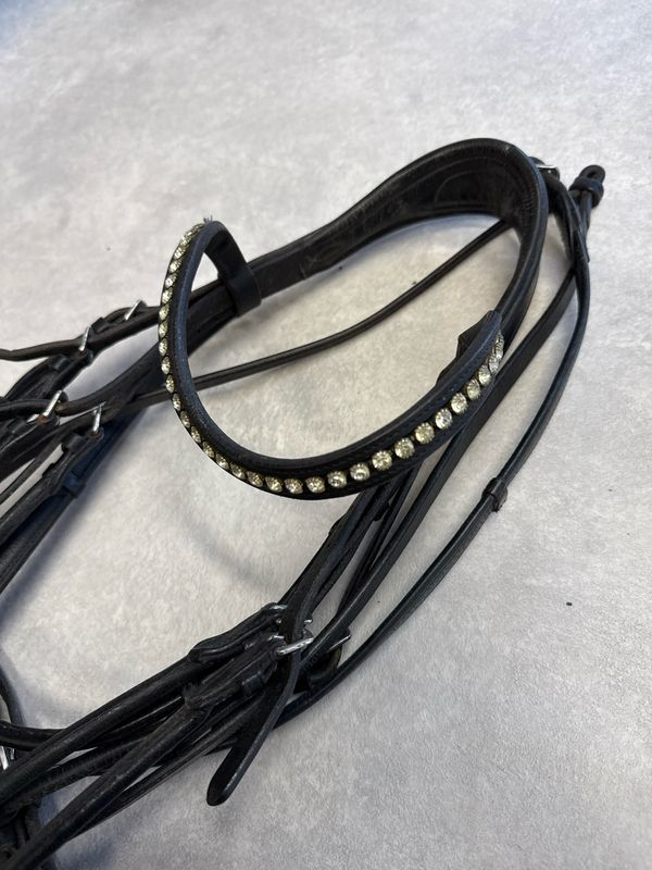 Anatomisch stang en trens hoofdstel met Neue Schule bitten compleet zwart full