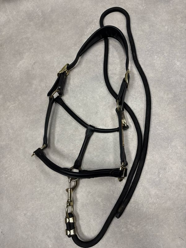 Kentucky halster leer zwart met Kentucky touw full Kentucky halster leer zwart met Kentucky touw full