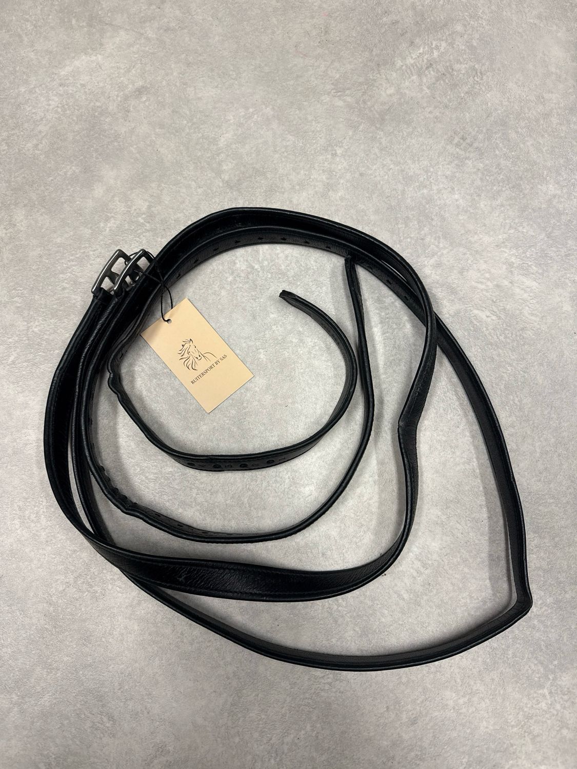 Passier beugelriemen zwart leer 150