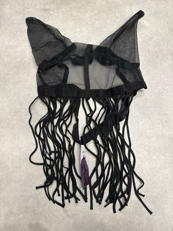 QHP vliegenoornetje franjes zwart full QHP vliegenoornetje franjes zwart full