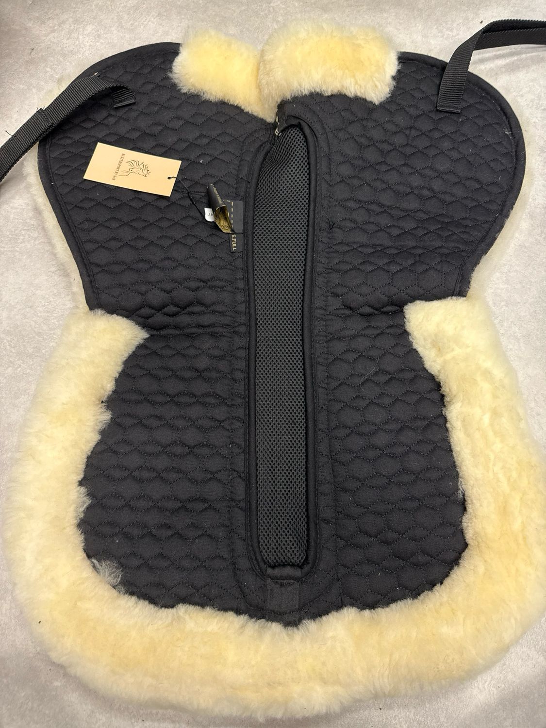 BR air mesh zadelonderlegger bontje naturel extra full