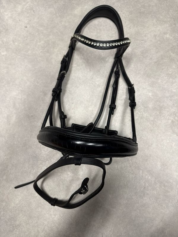 Anky hoofdstel zwart croco neusriem Rondgenaaid zwart Full Anky hoofdstel zwart croco neusriem Rondgenaaid zwart Full