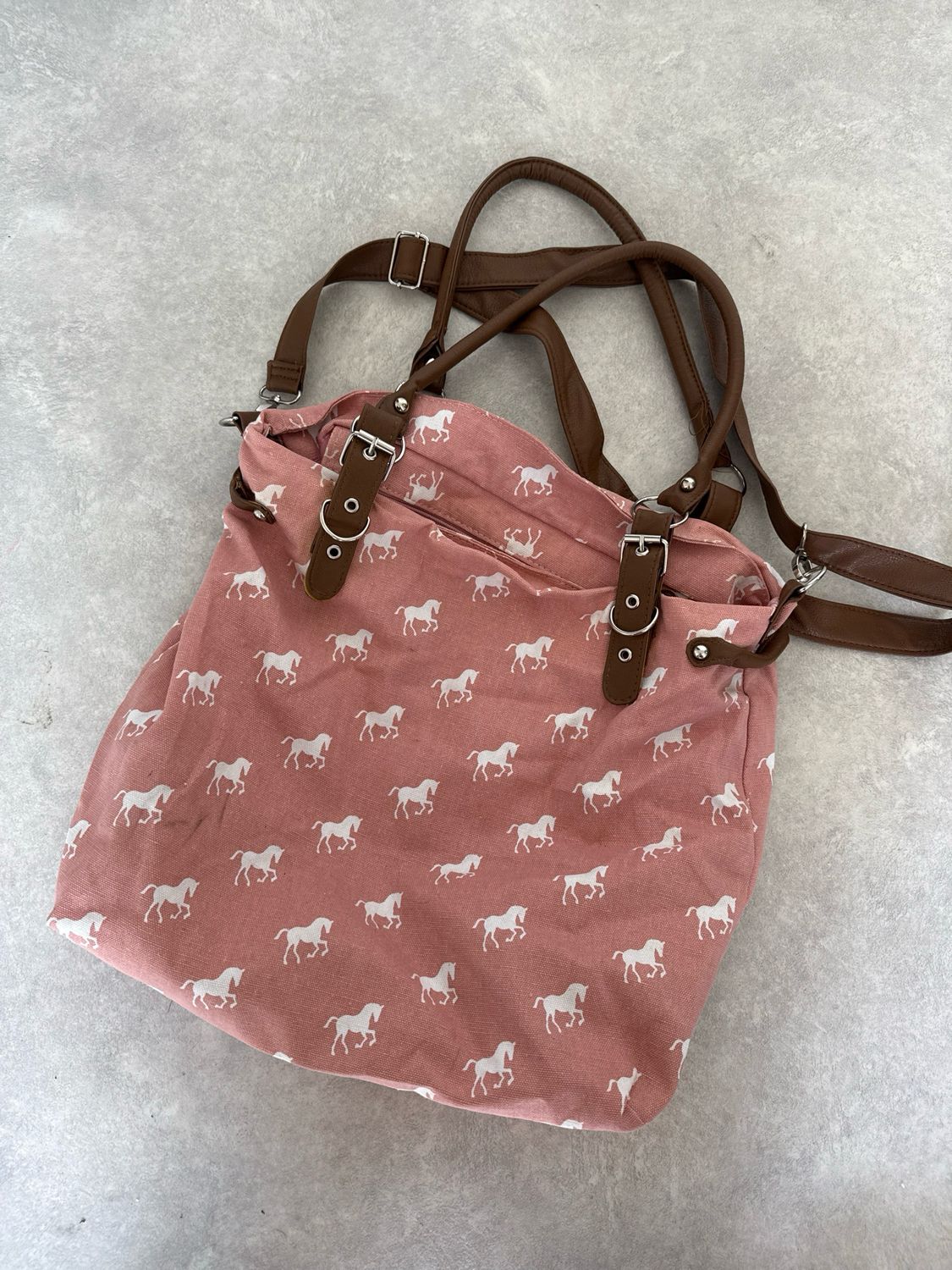 Handtas roze paardjes dessin