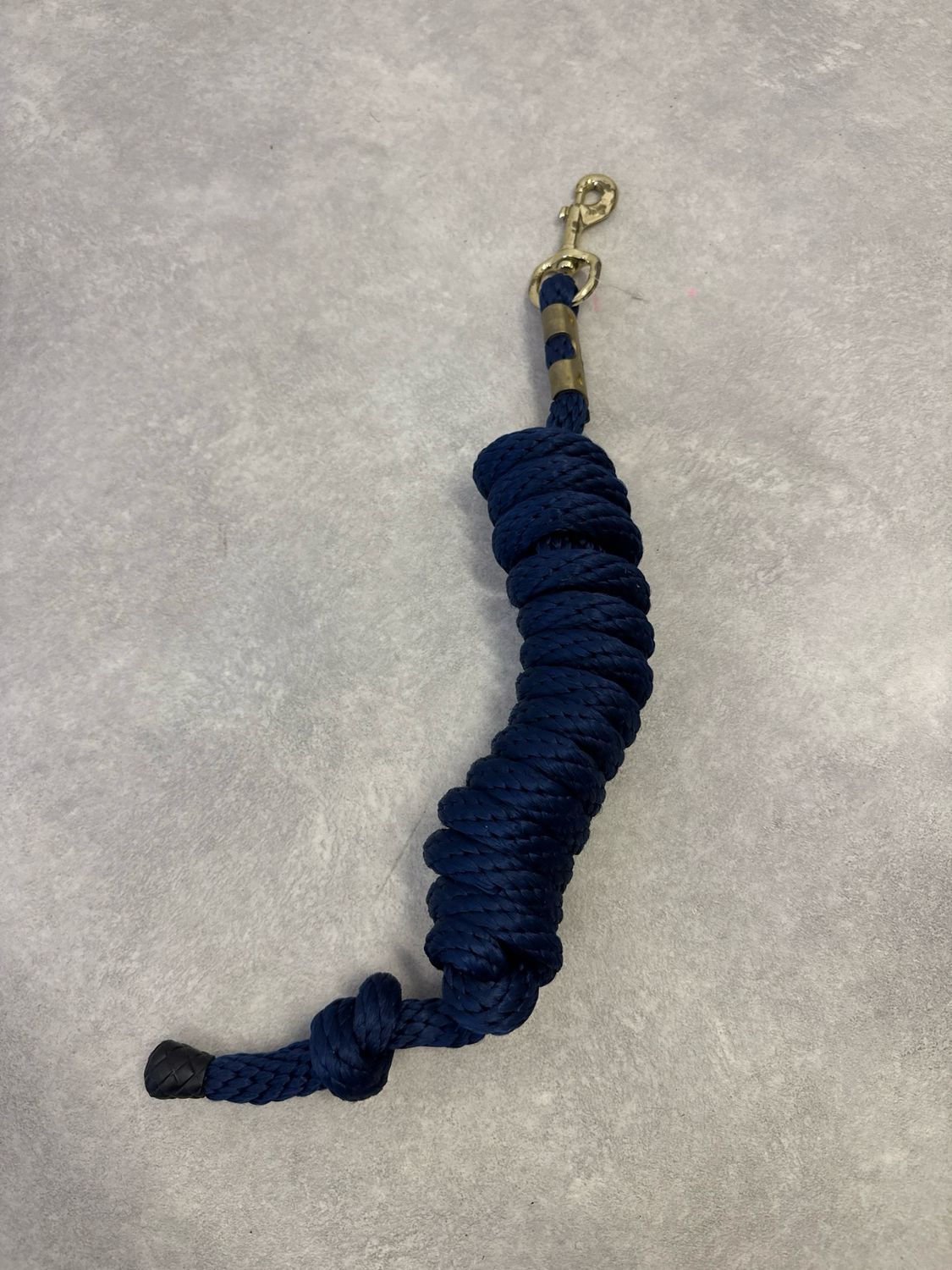 Halstertouw blauw gouden musketon