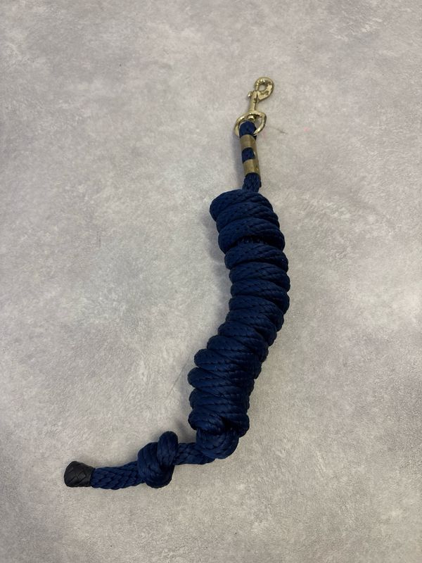 Halstertouw blauw gouden musketon