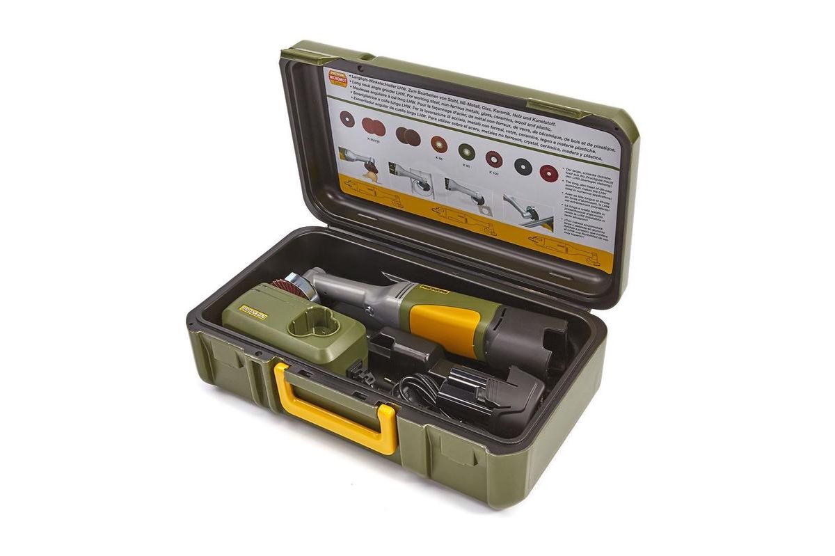 Proxxon Micromot Accu-Lange hals haakse slijper LHWA incl. snellader + Li-Ionen-Accu