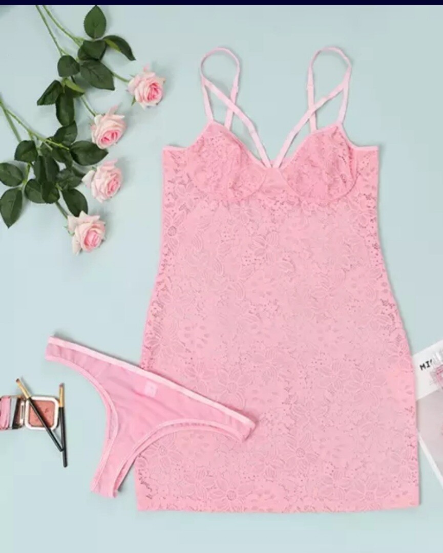 Pink Babydoll lace set