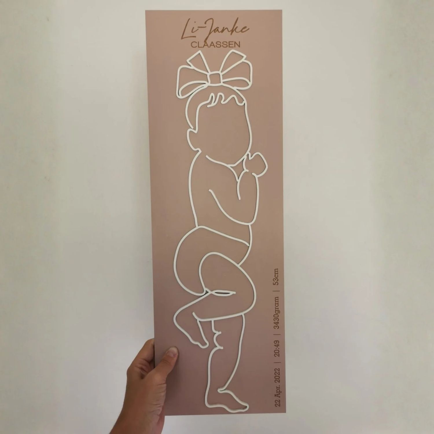 Personalised Baby Line Drawing Plaque | 1:1 Scale Nursery Décor