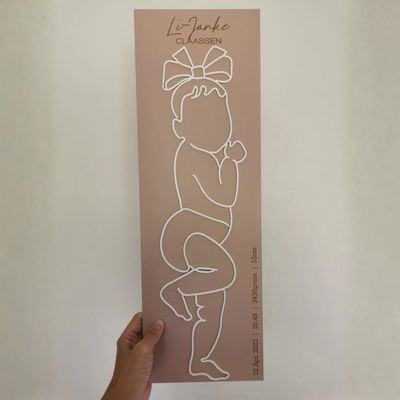 Personalised Baby Line Drawing Plaque | 1:1 Scale Nursery Décor