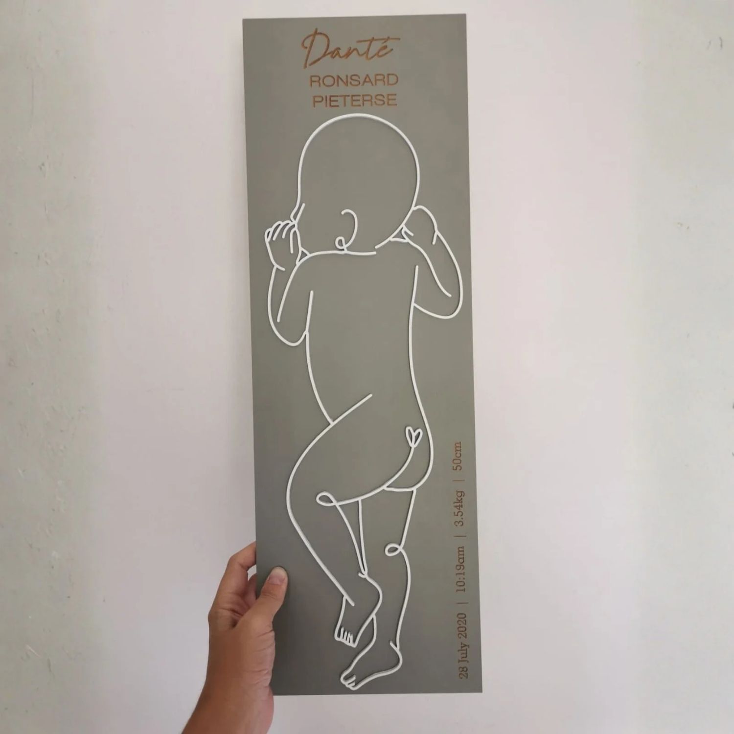 Personalised Baby Line Drawing Plaque | 1:1 Scale Nursery Décor