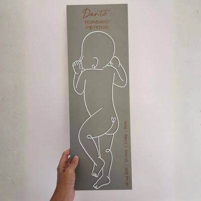 Personalised Baby Line Drawing Plaque | 1:1 Scale Nursery Décor