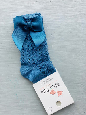 Kniekous visgraat met Strik Meia Pata - Blauw