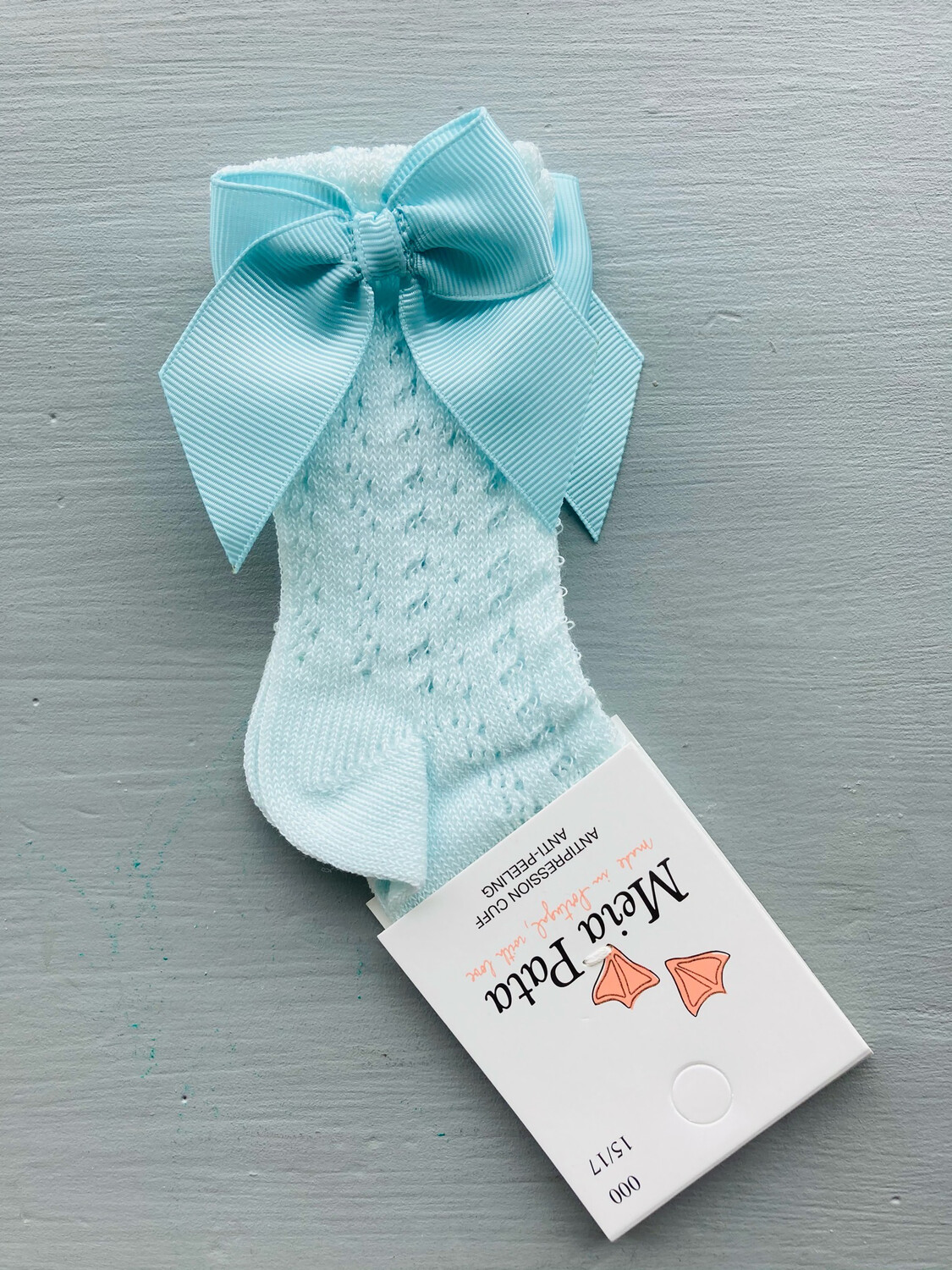 Kniekous visgraat met Strik Meia Pata - Aqua