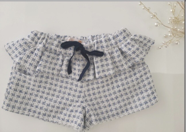 Short tweed Puro Mimo - Wit met donkerblauw
