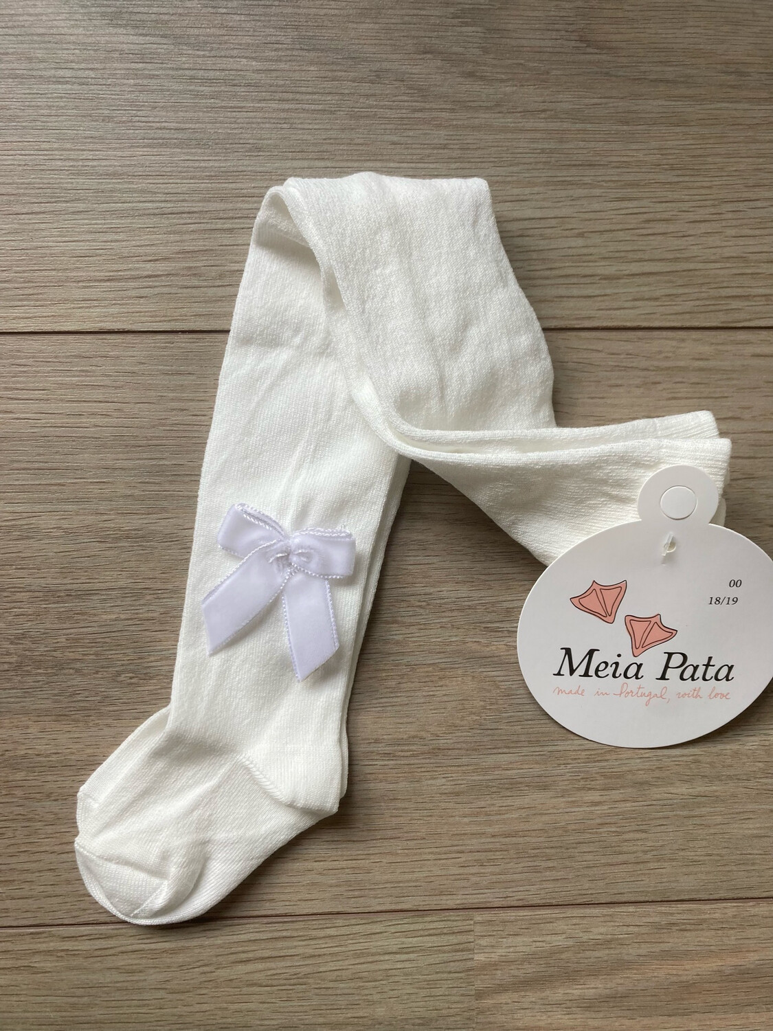 Kousenbroek met Velvet strik Meia Pata - Wit