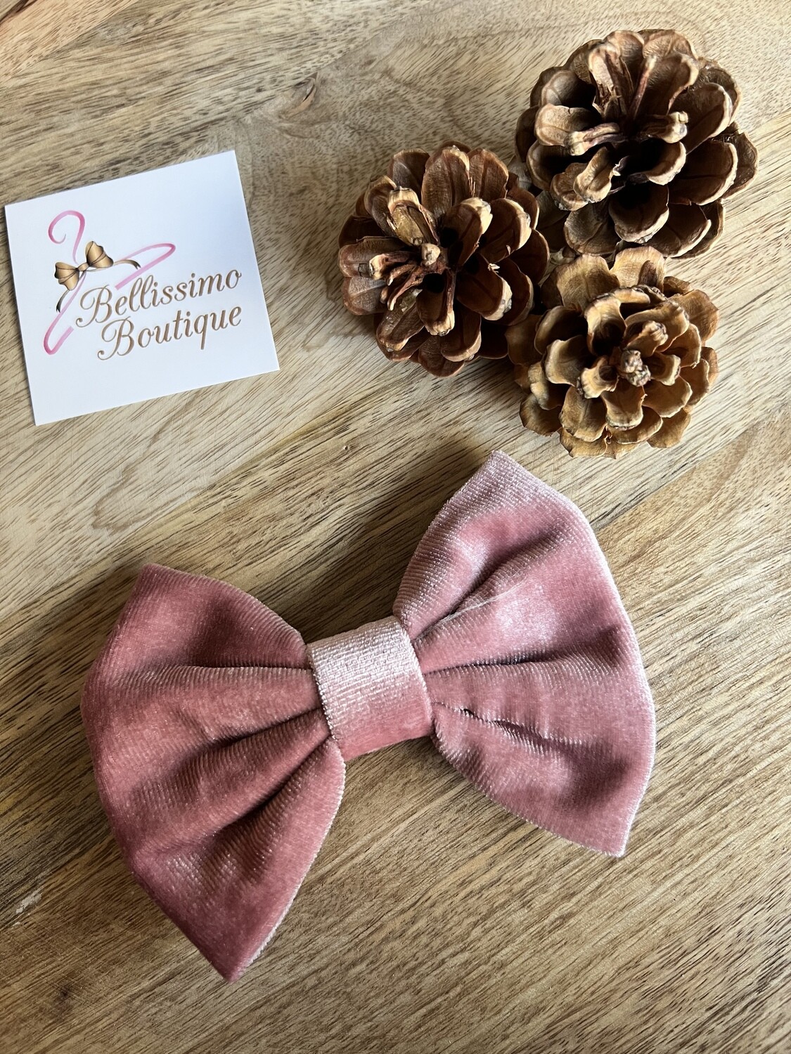 Velvet grote strik Pluisjes - Oudroze