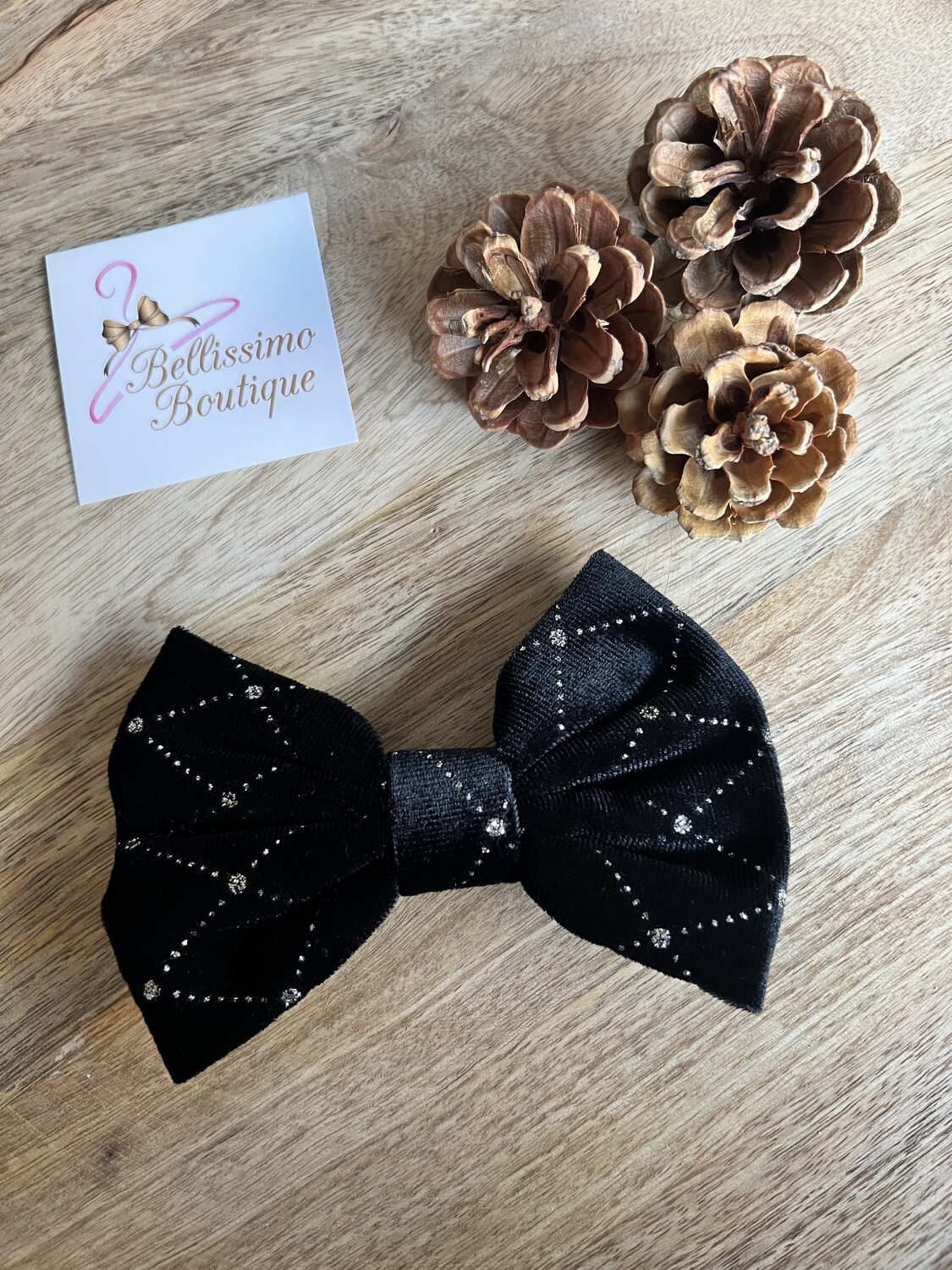 Velvet grote strik Pluisjes - Zwart
