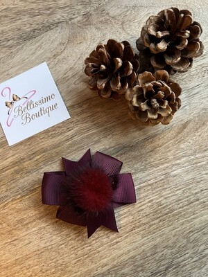 Louiza strik met pompom Pluisjes - Bordeaux
