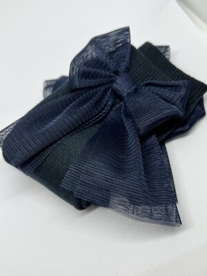Kniekous met Tule strik Meia Pata - Donkerblauw
