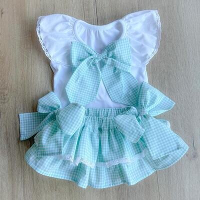 Setje Nette Cordel - Wit / Mintgroen