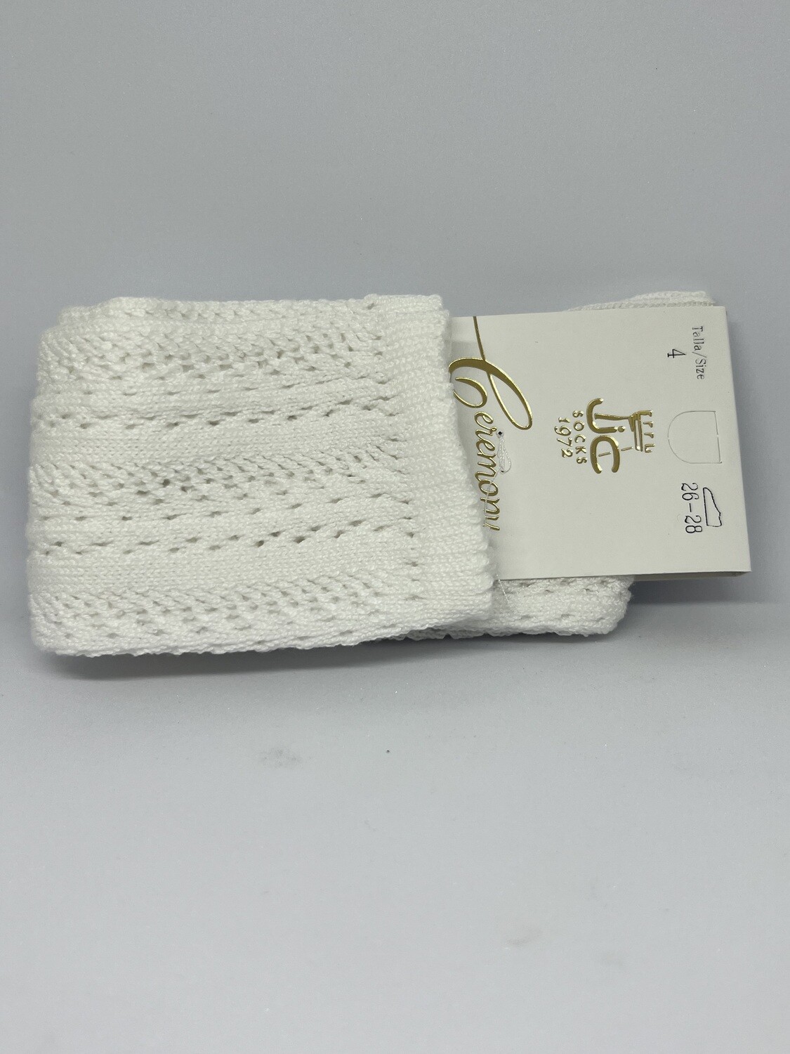 Kniekous met opengewerkt patroon JC Socks Castellà - wit
